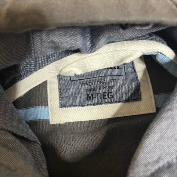 LL Bean Shirt Men’s M Grey Blue Striped Lakewashed Rugby Hoodie Henley - Picture 4 of 4